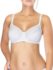 Lauma, White Uderwired Non-padded Cotton Nursing Bra, On Model Front, 75A20