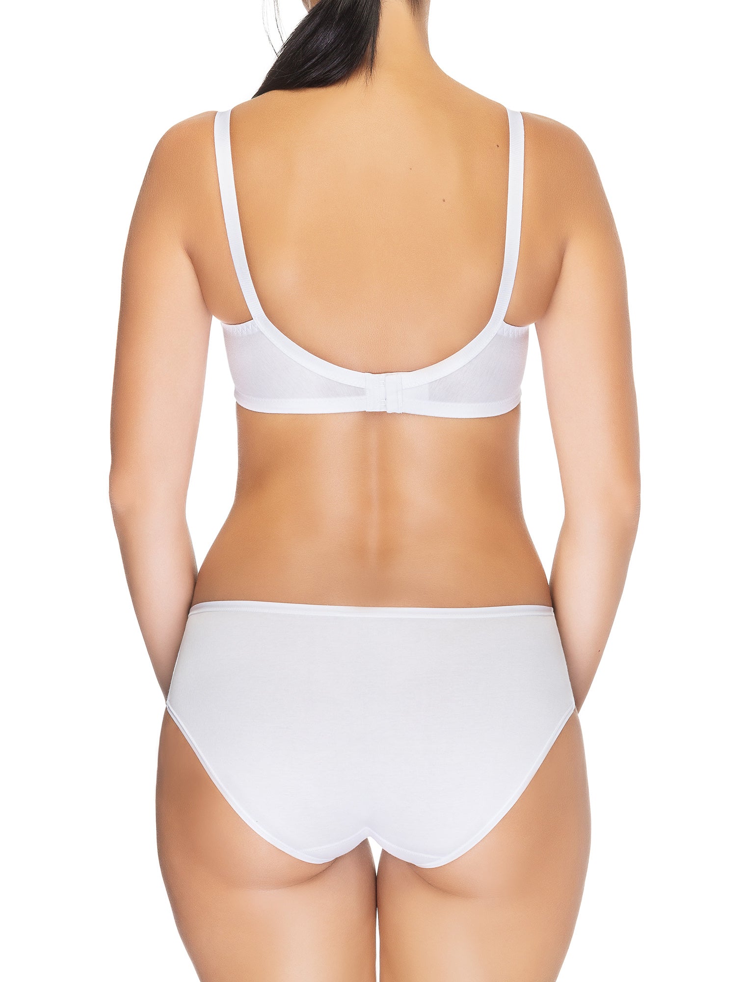 Lauma, White Mid Waist Cotton Panties, On Model Back, 15B56