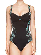 Lauma, Black Swimwear Swimsuit, On Model Front, 75H80