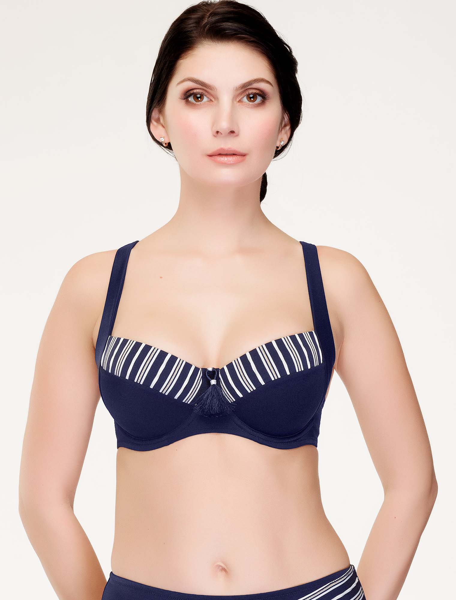 Lauma, Blue Non-padded Bikini Bra, On Model Front, 75J20