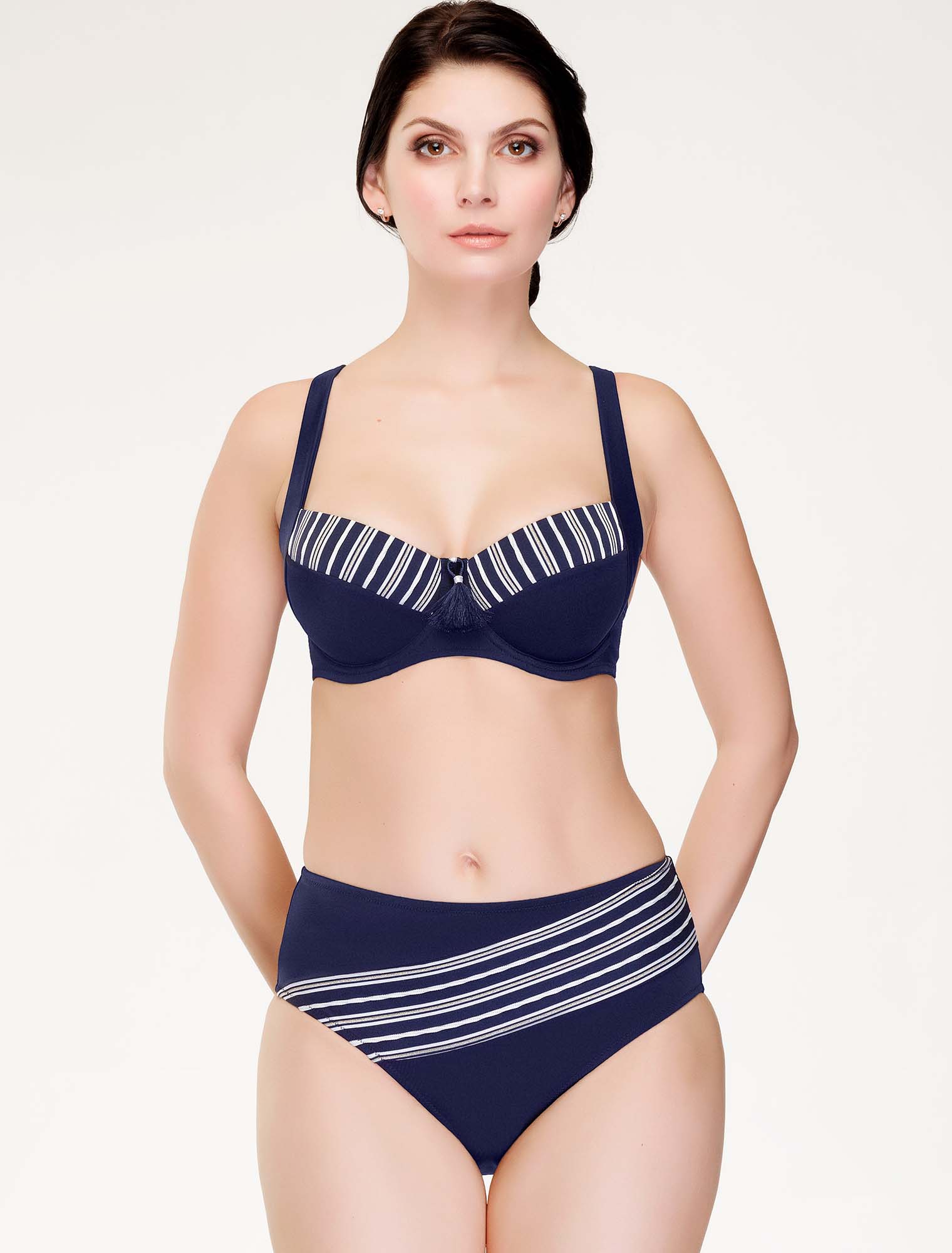 Lauma, Blue Non-padded Bikini Bra, On Model Front, 75J20