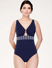 Lauma, Blue Body Shaping Swimsuit, On Model Front, 75J80