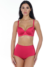 Lauma, Red Seamless Wireless One Piece T-Shirt Bra, On Model Front, 77D30
