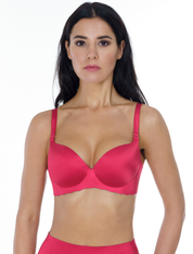 Lauma, Red Seamless Wireless One Piece T-Shirt Bra, On Model Front, 77D30