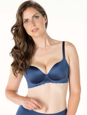 Lauma, Blue Seamless Wireless One Piece T-Shirt Bra, On Model Front, 77D30