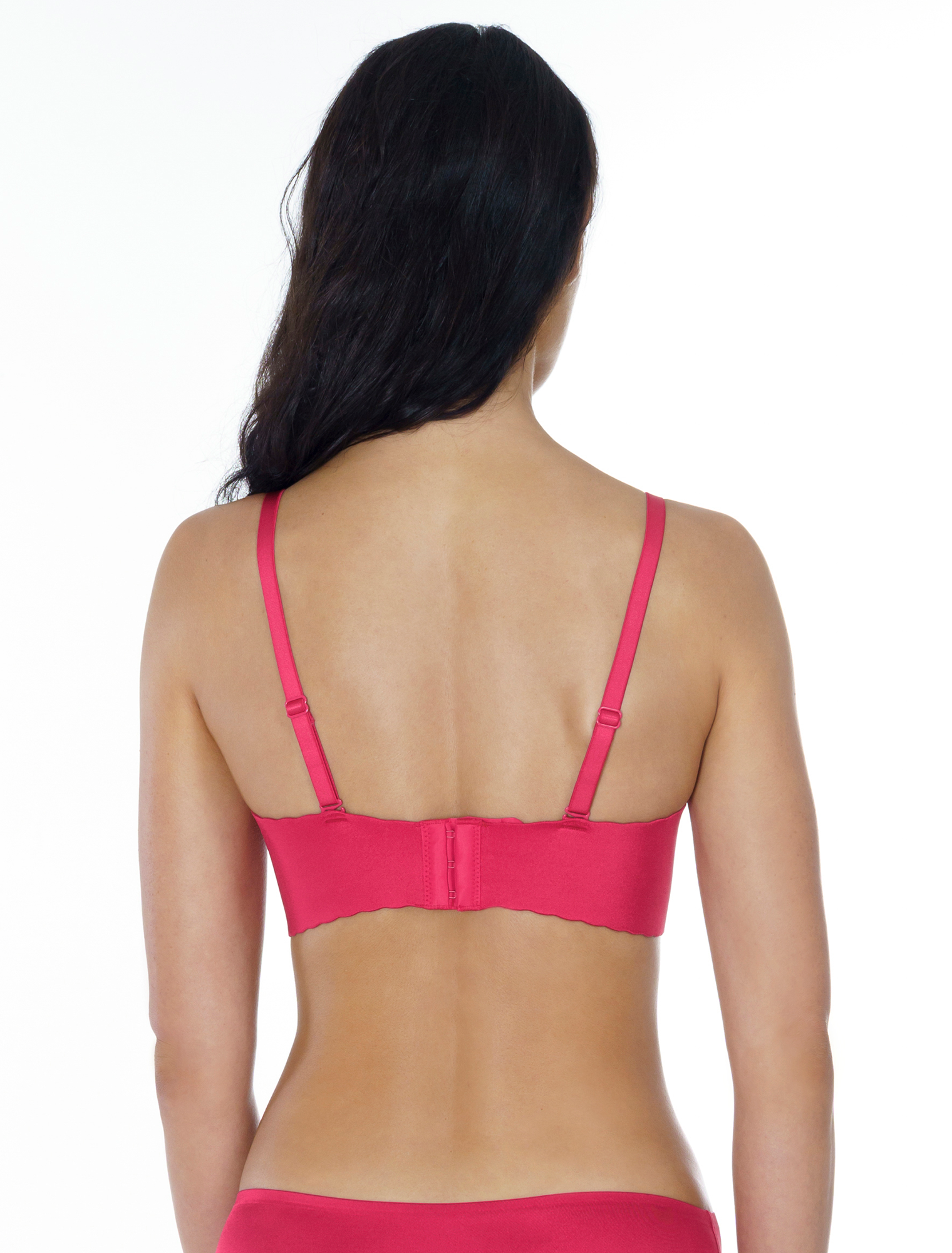 Lauma, Red Seamless Wireless Moulded Push Up Bra, On Model Back, 77D35