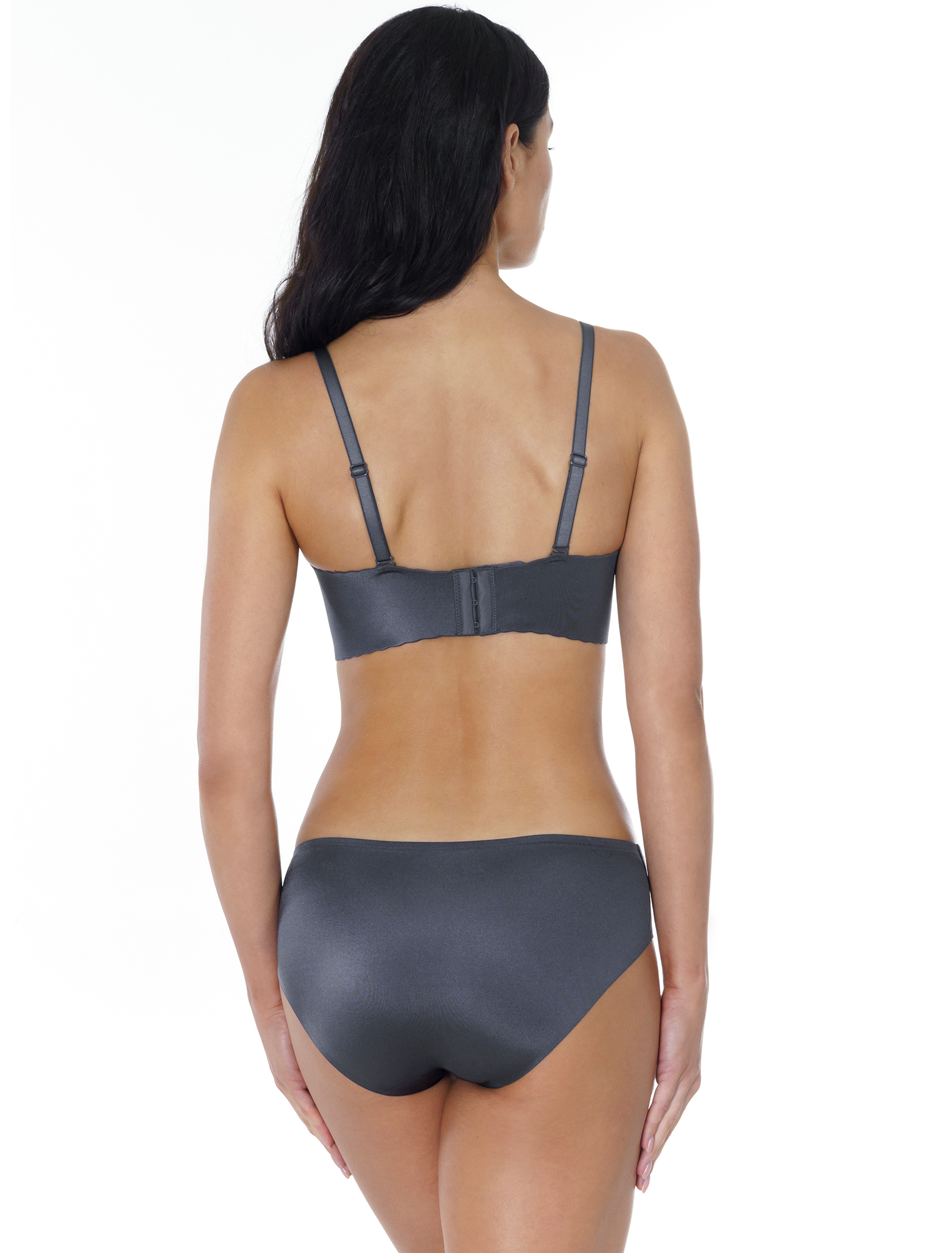 Lauma, Grey Seamless Wireless Moulded Push Up Bra, On Model Back, 77D35