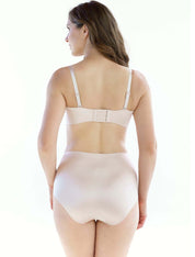Lauma, Beige Seamless Wireless Balconette Bra, On Model Back, 77D37