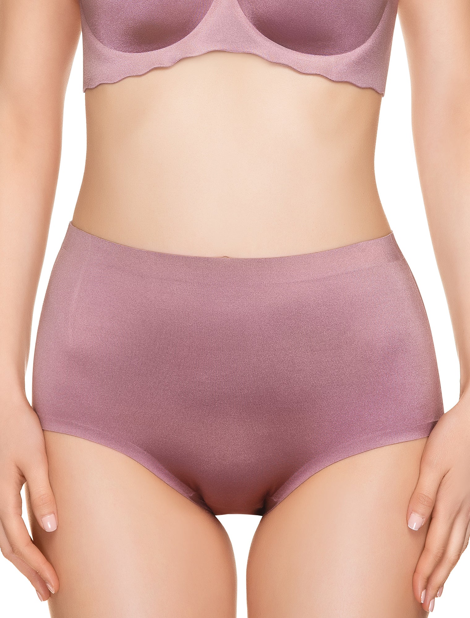 Lauma, Pink Seamless High Waist Panties, On Model Front, 77D52