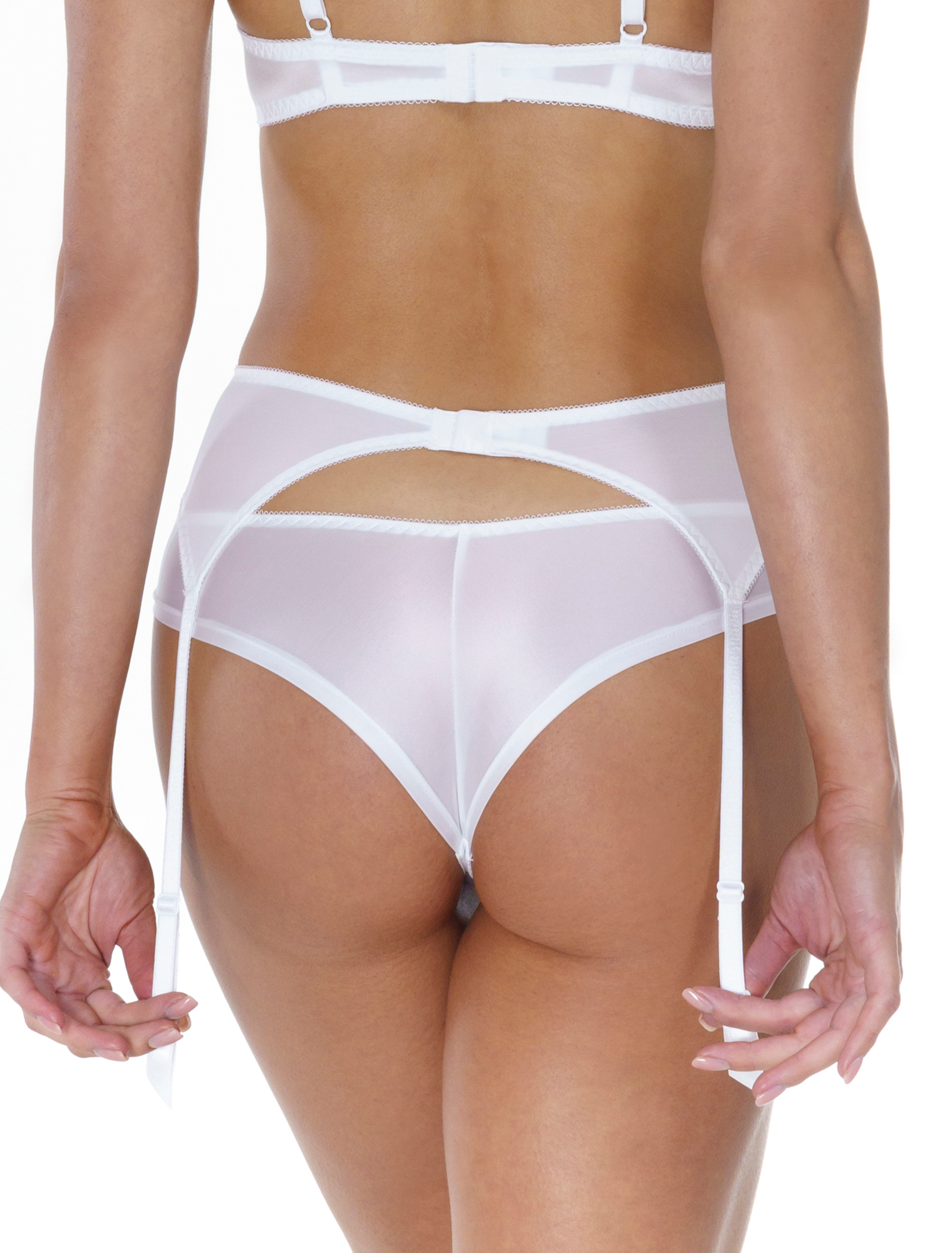 Lauma, White Suspender Belt, On Model Back, 77J05