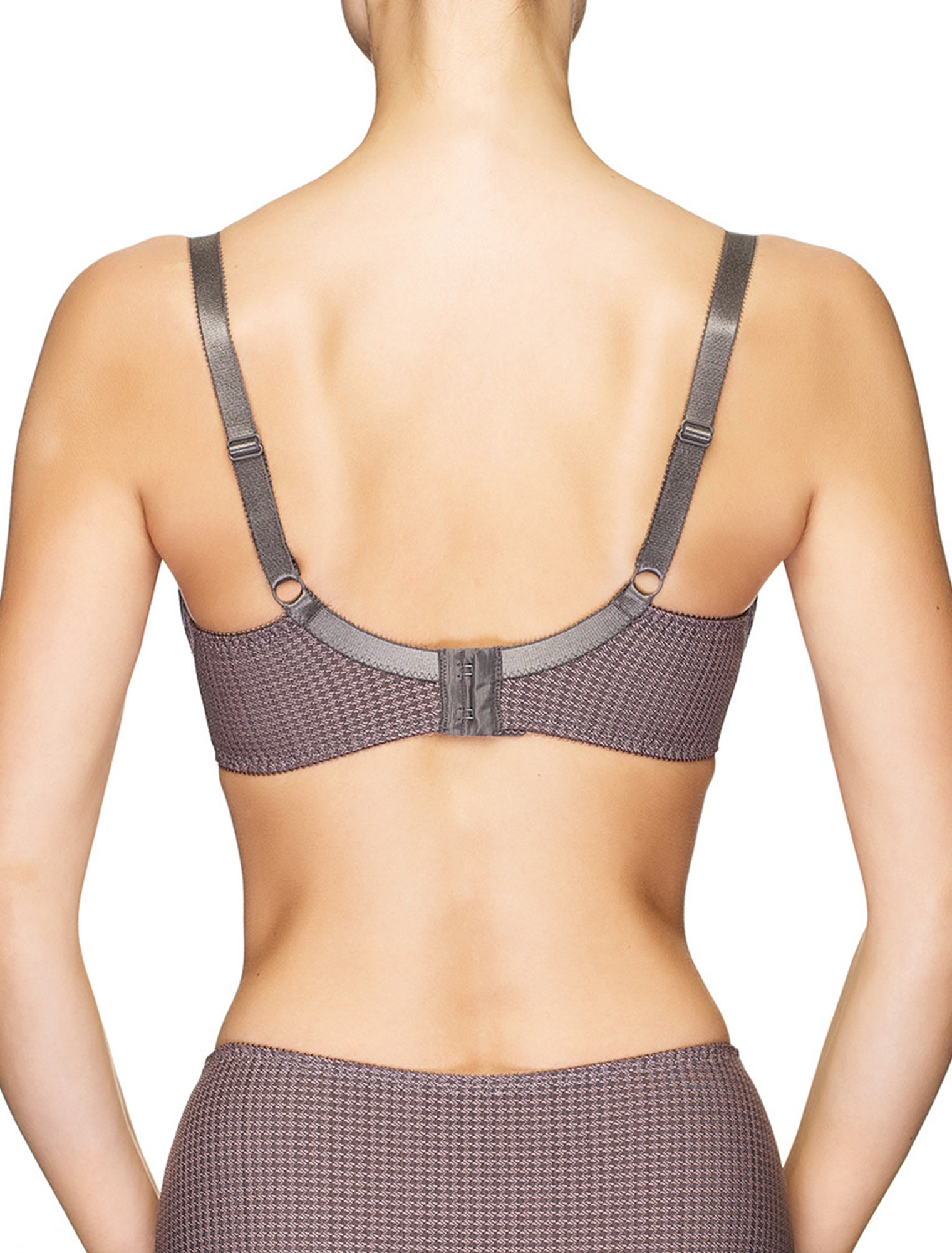 Lauma, Violet Lace And Print Half-padded Bra, On Model Back, 78H40