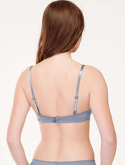 Lauma, Grey Embroiderd Lace Push-up Bra, On Model Back, 84J10