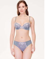Lauma, Grey Embroiderd Lace Push-up Bra, On Model Front, 84J10