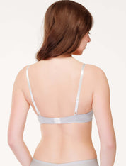 Lauma, Light Grey Embroiderd Lace Push-up Bra, On Model Back, 84J10