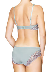 Lauma, Light Blue Lace Plunge Push-Up Bra, On Model Back, 88H10