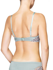 Lauma, Light Blue Lace Plunge Push-Up Bra, On Model Back, 88H10