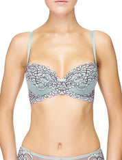 Lauma, Light Blue Lace Push Up Bra, On Model Front. 88H15