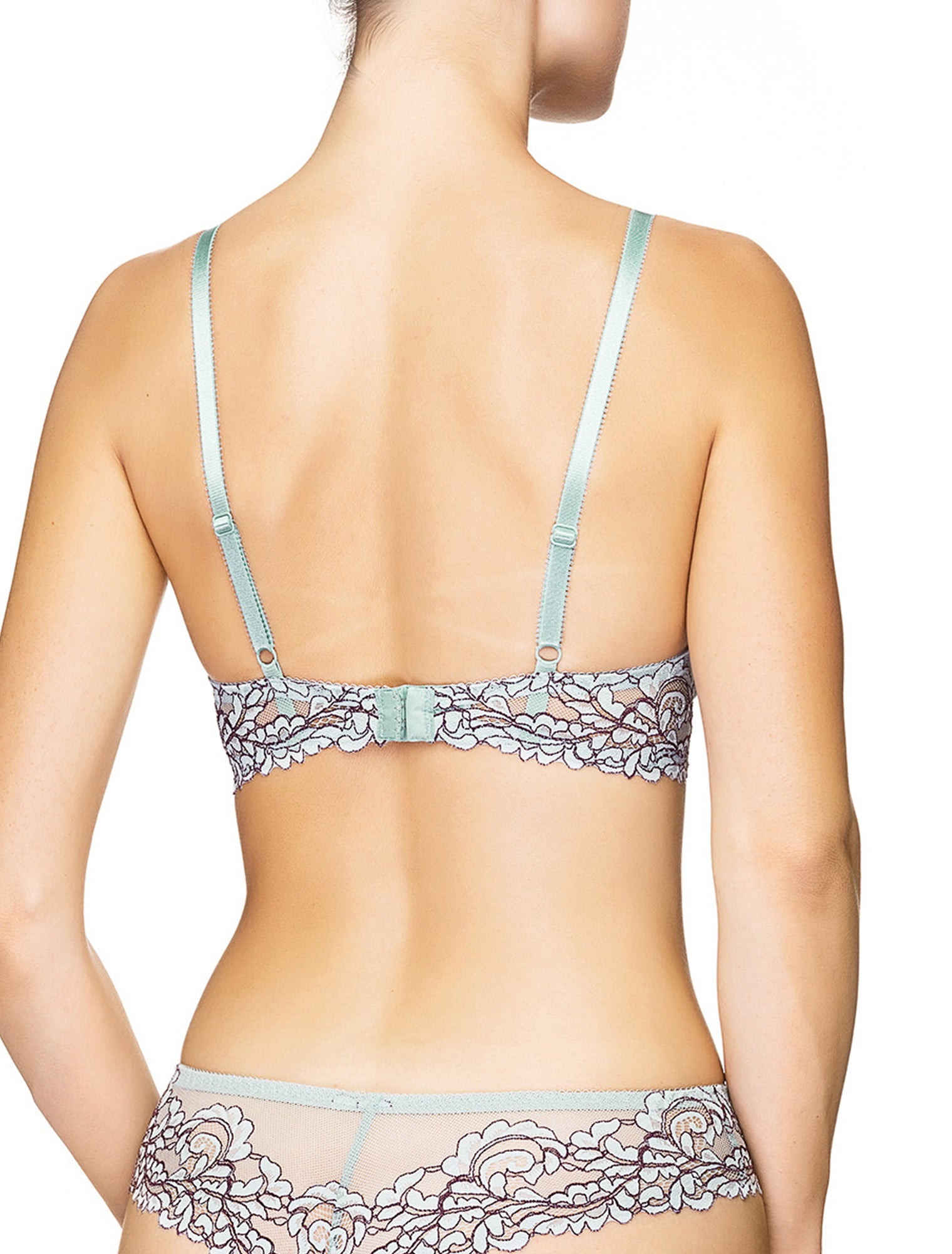 Lauma, Light Blue Lace Push Up Bra, On Model Back. 88H15