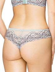 Lauma, Light Blue Lace String Briefs, On Model Back. 88H60