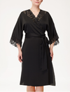 Lauma, Black Dressing Gown With Lace, On Model Front, 90J98