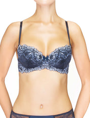 Lauma, Blue Lace Push-Up Bra, On Model Front, 91H15