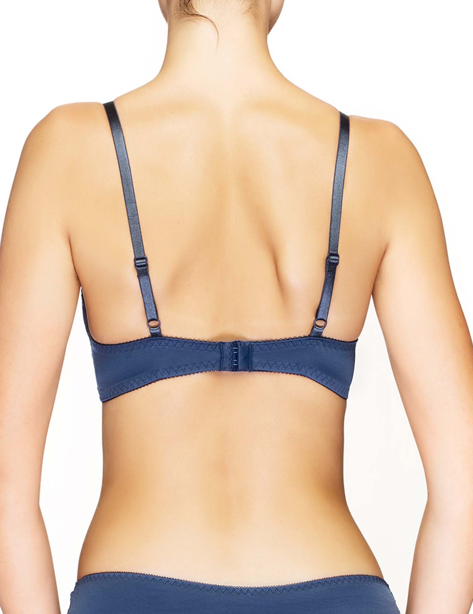 Lauma, Blue Lace Push-Up Bra, On Model Back, 91H15