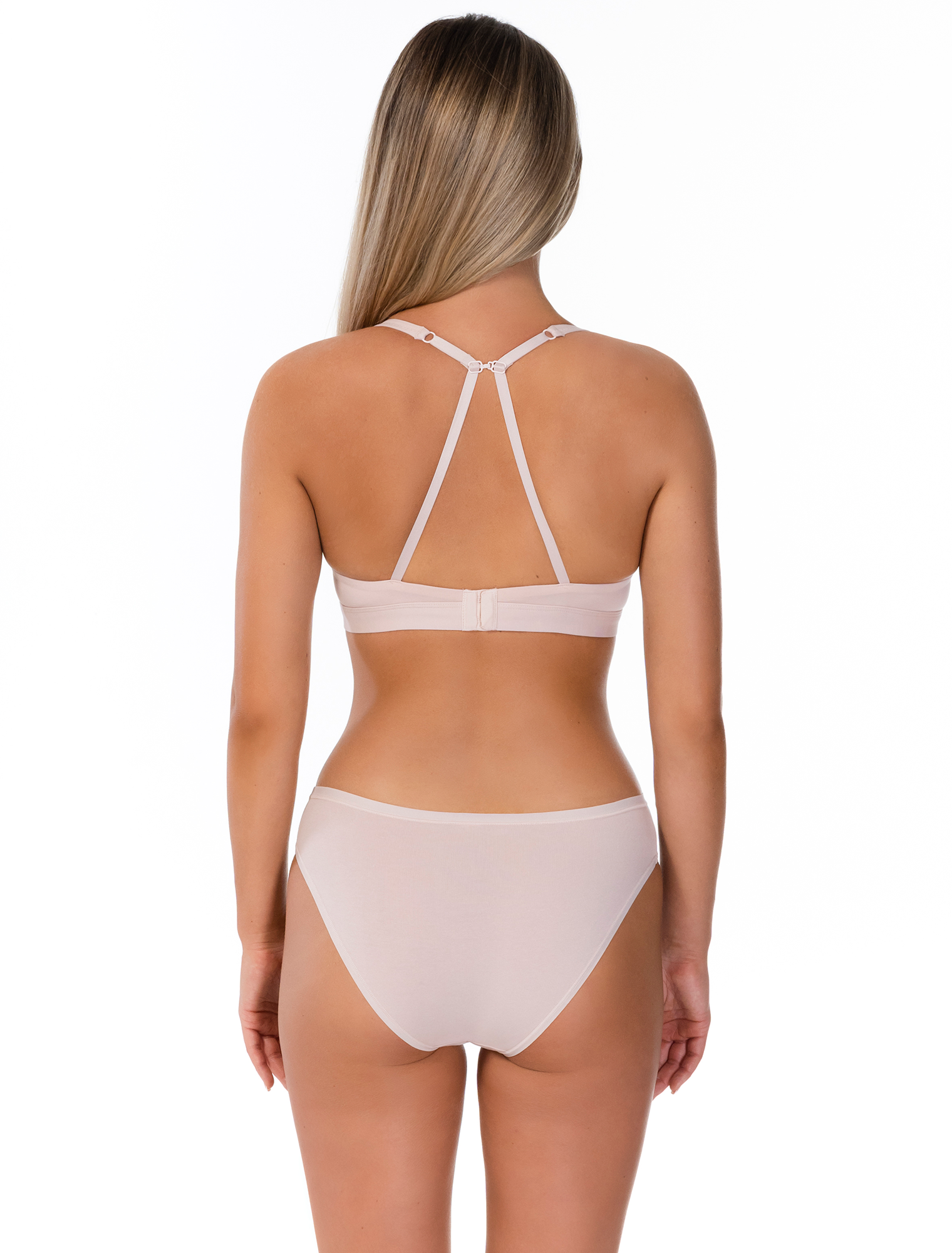 Lauma, Beige Wireless Cotton Bra, On Model Back, 92H20