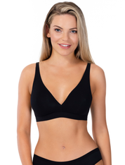 Lauma, Black Wireless Cotton Bra, On Model Front, 92H20