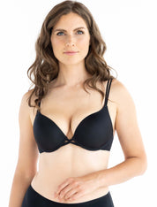 Lauma, Black Smooth Push-up Bra, On Model Front, 92H34