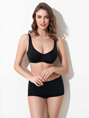 Lauma, Black Underwired Moulded Soft-cup Bra, On Model Front, 92H35