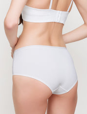 Lauma, White Sleek Mid Waist Shorts Panties, On Model Back, 94J70