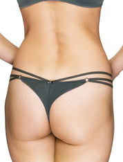 Lauma, Grey Low Waist String Thong Panties, On Model Back, 95H61