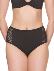Lauma, Black Cotton High Waist Panties, On Model Front, 95J50