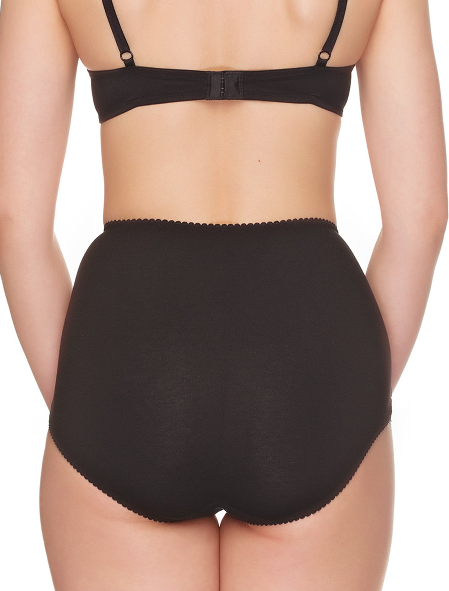 Lauma, Black Cotton High Waist Panties, On Model Back, 95J51