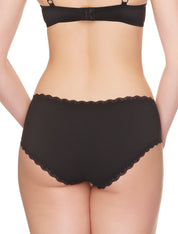 Lauma, Black Cotton Mid Waist Shorts, On Model Back, 96J70