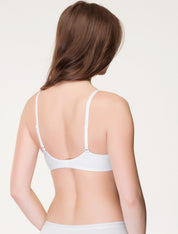 Lauma, White Wireless Molded Padded Cotton Bra, On Model Back, 98J32
