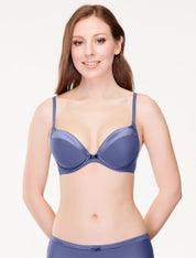 Lauma, Blue Moulded Push-up T-shirt Bra, On Model Front, 99580