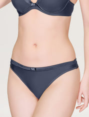 Lauma, Dark Grey Mid Waist String Panties, On Model Front, 99C61