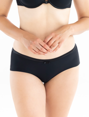 Lauma, Black Mid Waist Shorts Panties, On Model Front, 99C71