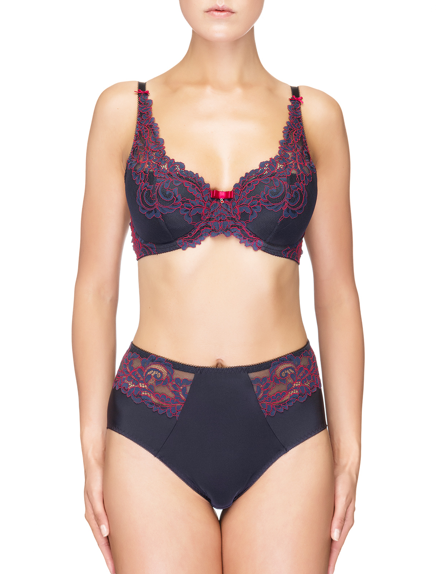 Lauma, Blue Padded Lace Bra, On Model Front, 99H30