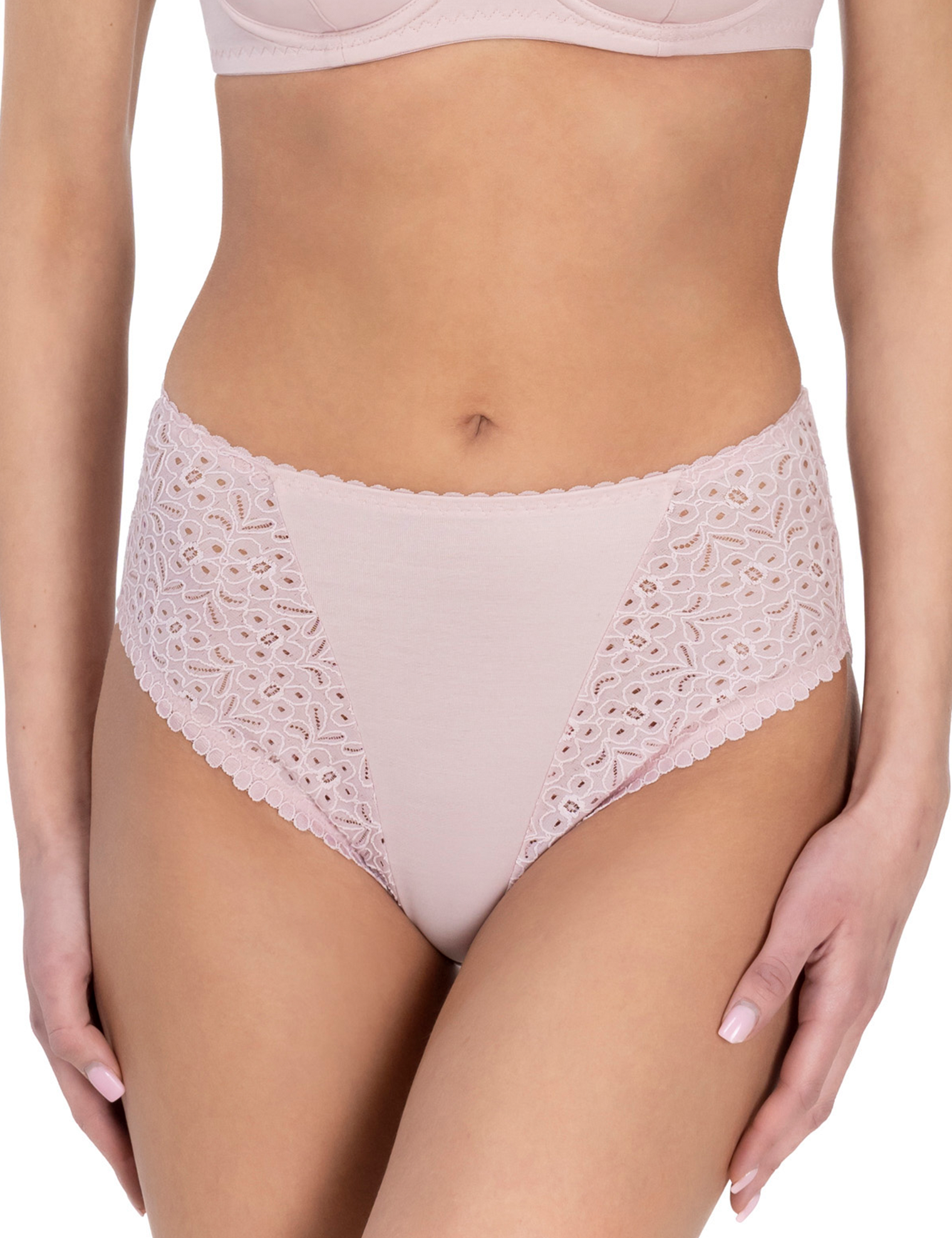 Lauma, Light Pink High Waist Panty, On Model Front, 01810