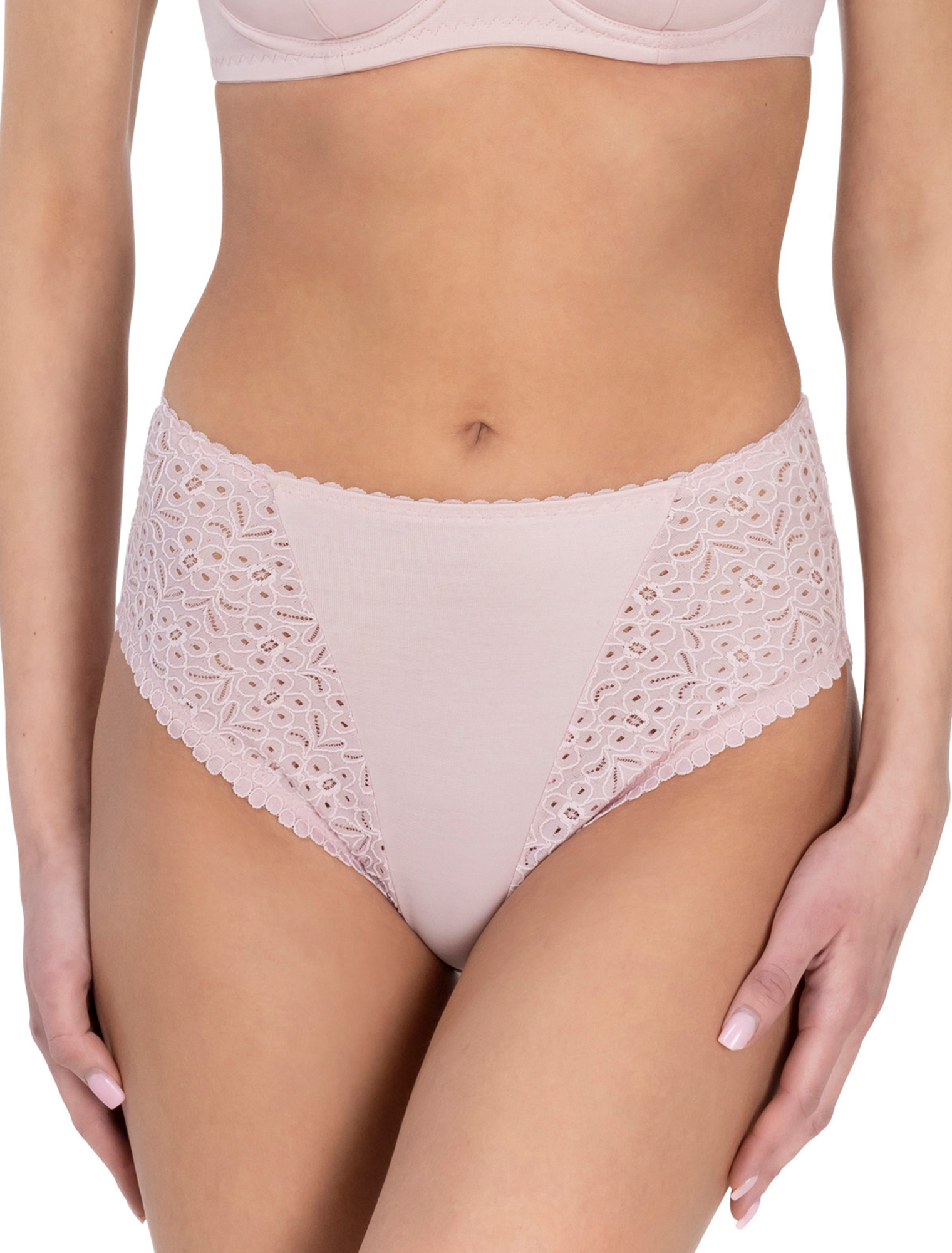 Lauma, Light Pink High Waist Panty, On Model Front, 01810