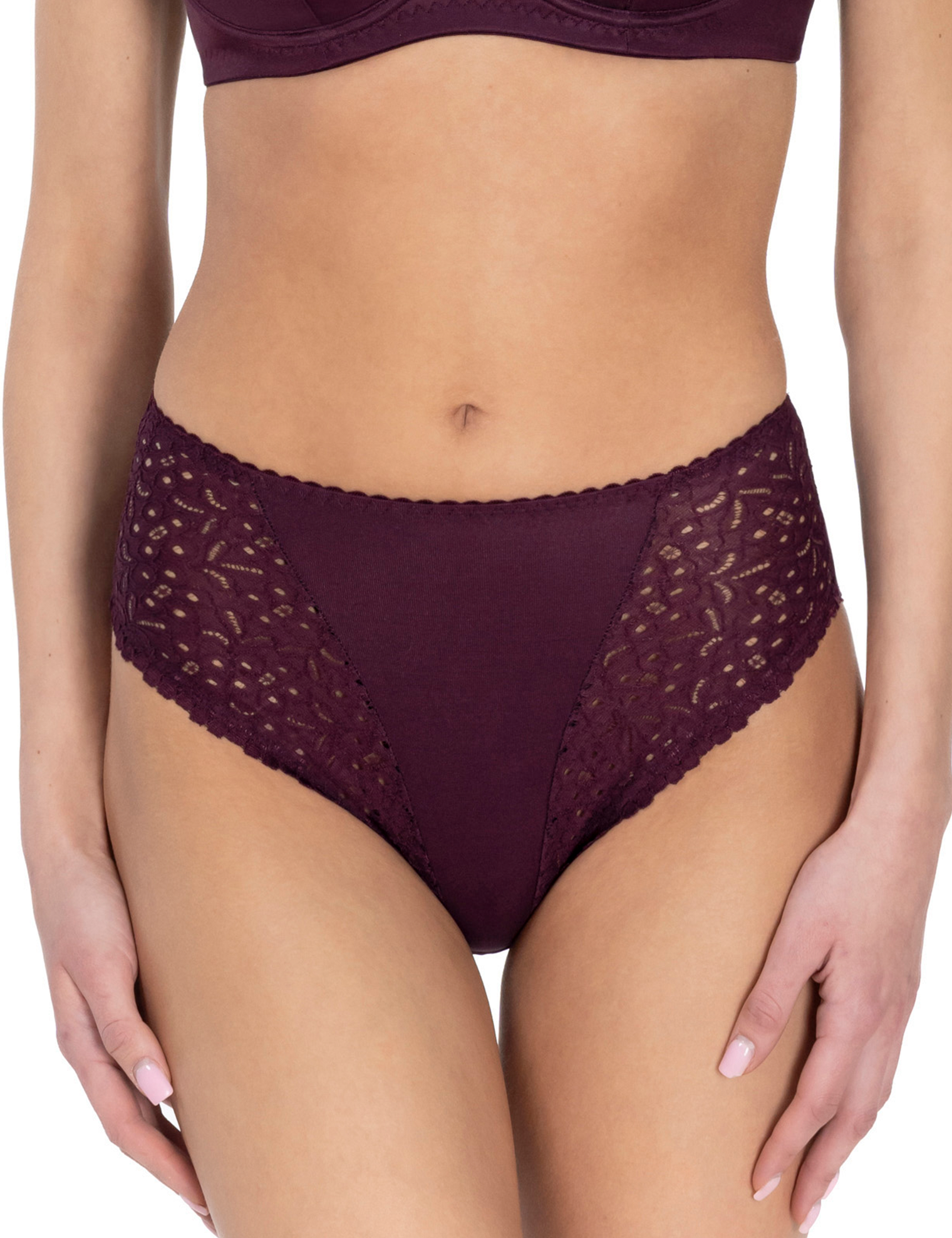Lauma, Purple High Waist Panty, On Model Front, 01810