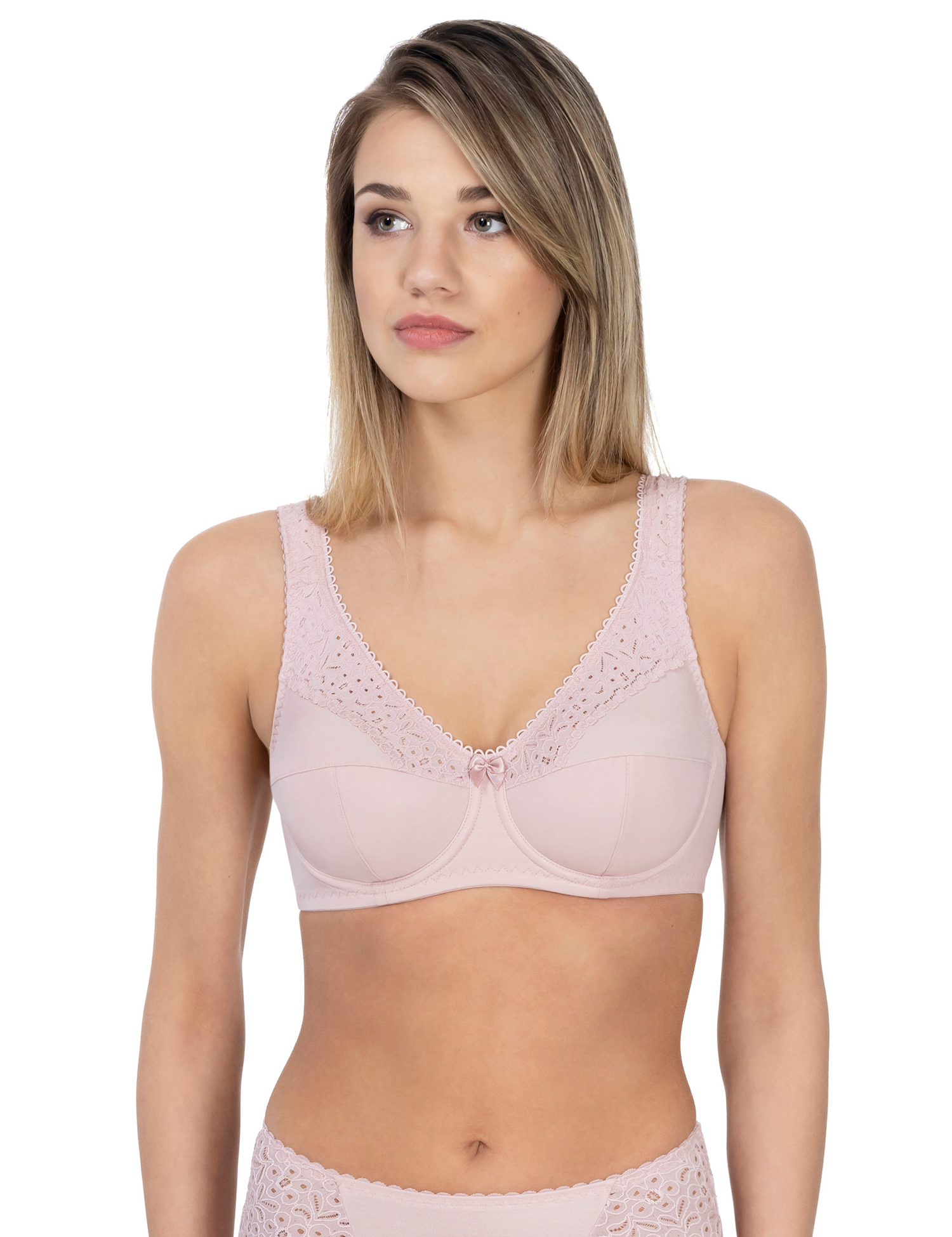 Lauma, Light Pink Non-padded Underwired Bra, On Model Front, 02131
