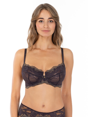 Lauma, Dark Purple Lace Non-padded Underwired Bra, On Model Front, 08L20