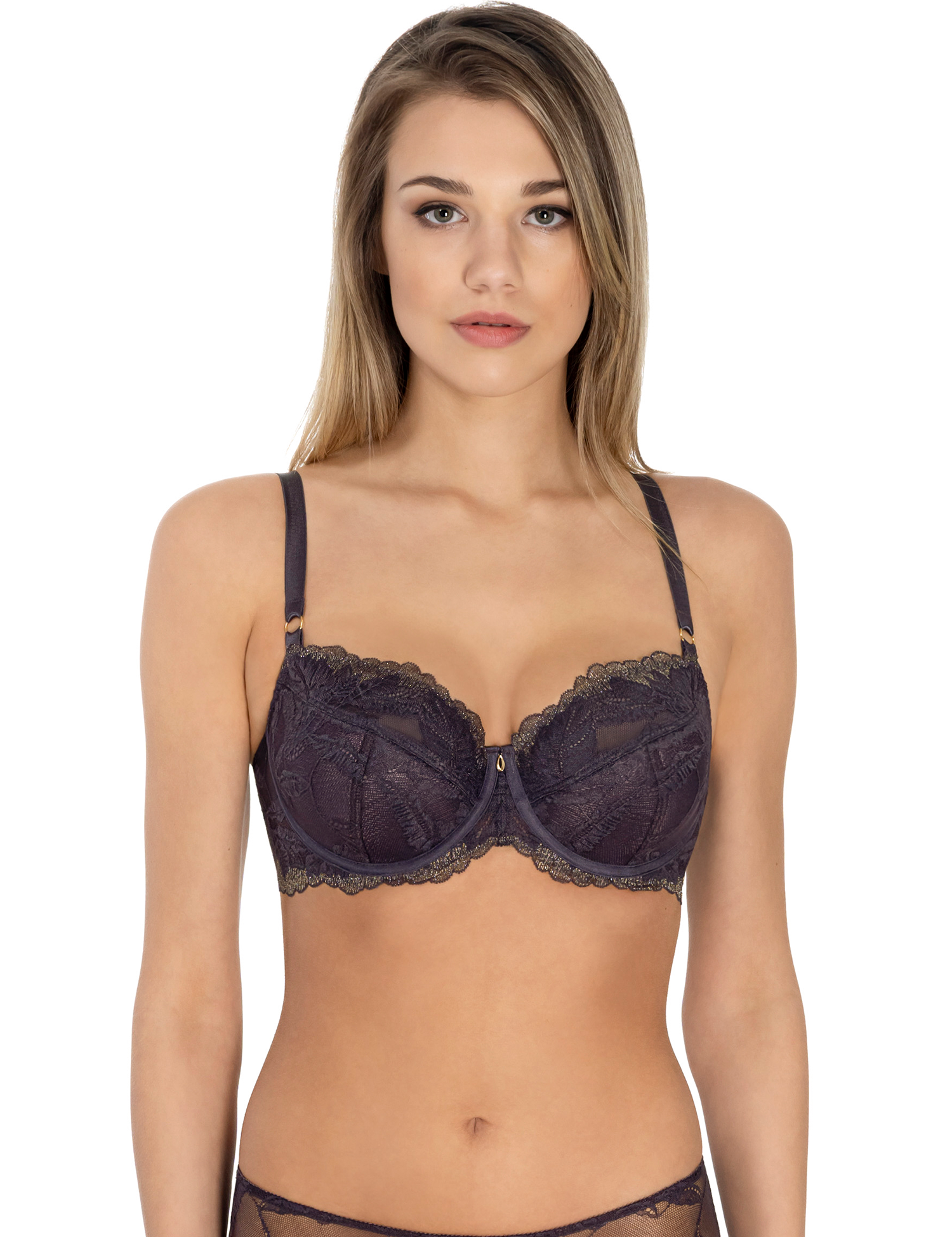 Lauma, Dark Purple Half Padded Bra, On Model Front, 08L40