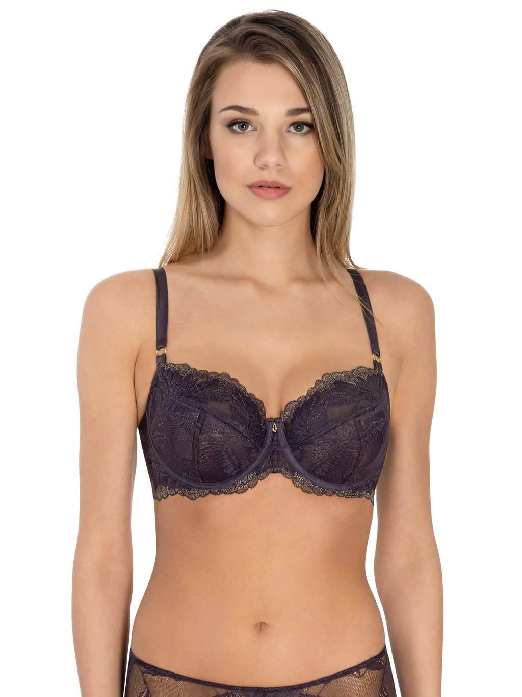 Lauma, Dark Purple Half Padded Bra, On Model Front, 08L40