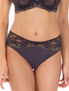 Lauma, Dark Purple Mid Waist Lace Panty, On Model Front, 08L50