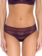 Lauma, Burgundy Mid Waist Panty With Lace, On Model Front, 09L50