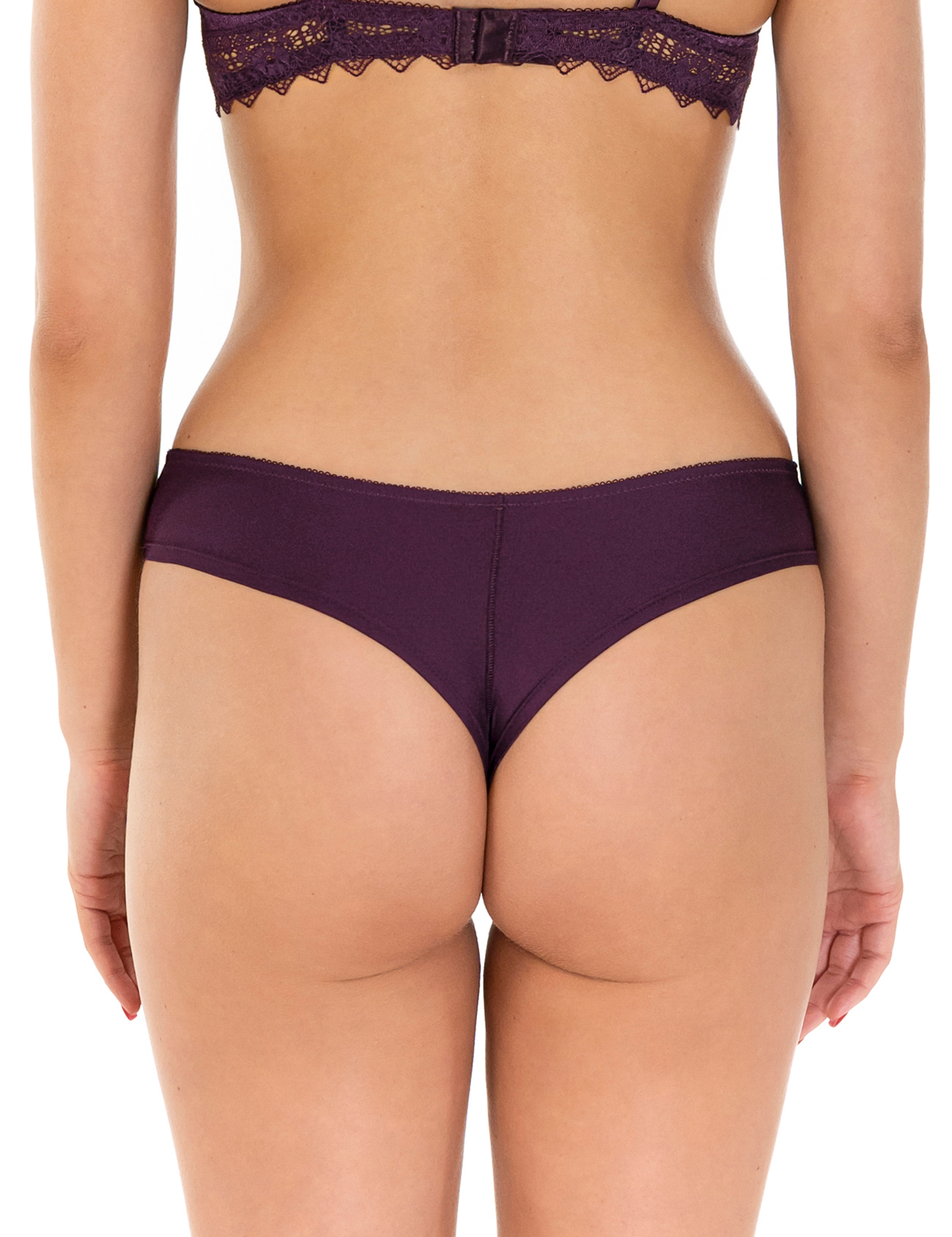 Lauma, Burgundy String Panty With Lace, On Model Back, 09L60